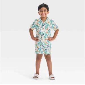 Toddler Boys' 2pc Bluey Woven Gauze Button-up Top & Shorts Set - Ivory